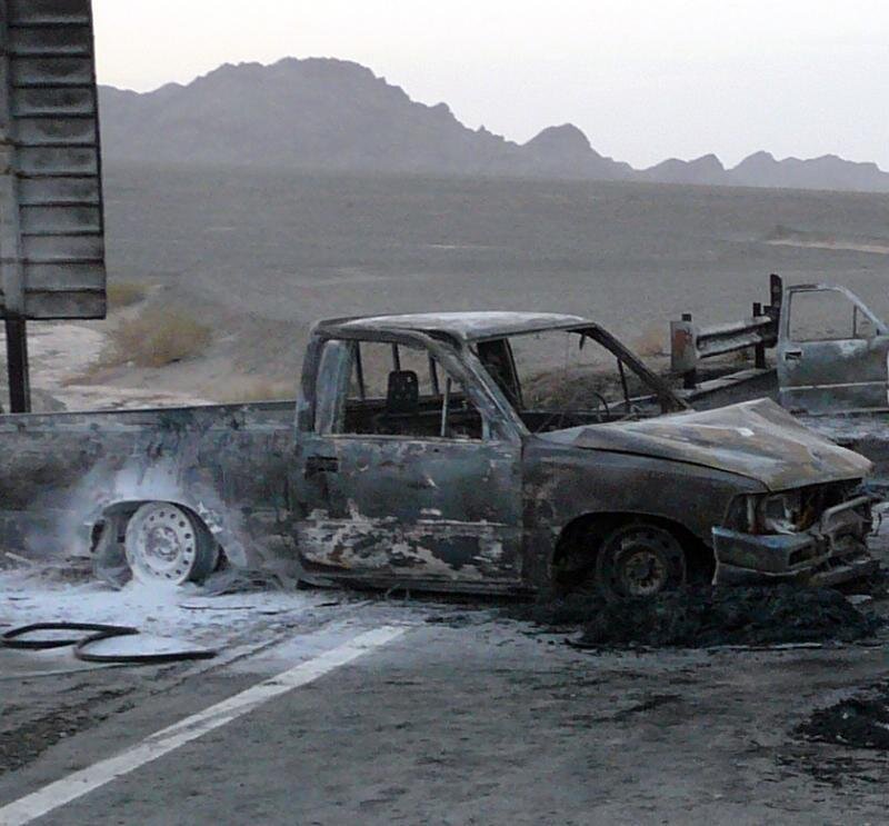 راننده «شوتی» سوخت در آتش جان باخت/ جزییات تصادف مرگبار در میناب