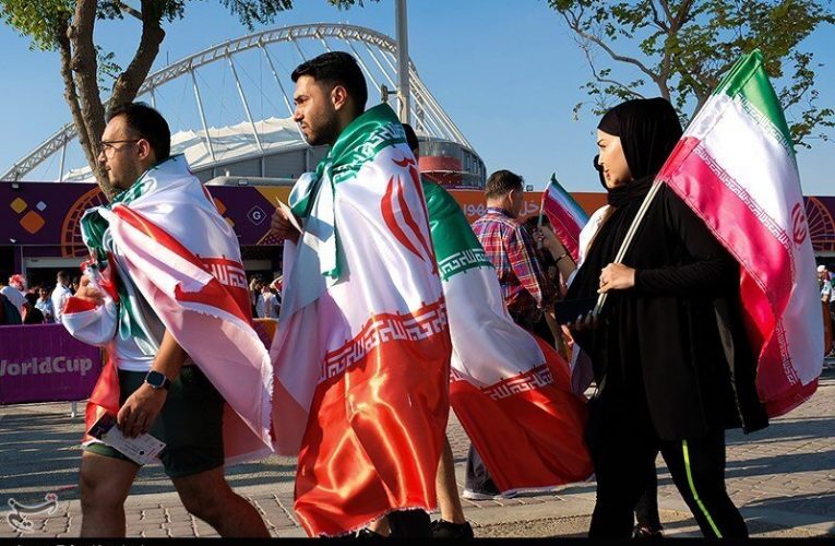 عکس| یک روحانی در مراسم استقبال از تیم ملی با پرچم ایران