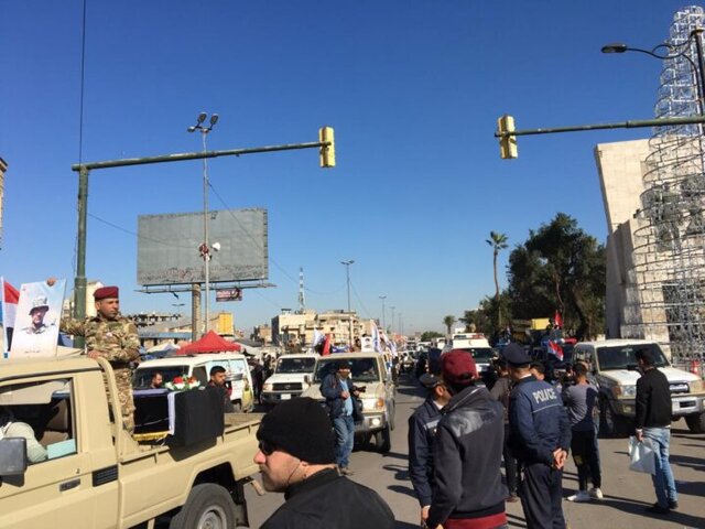 راهپیمایی در بغداد در محکومیت ترور سردار سلیمانی و ابومهدی المهندس